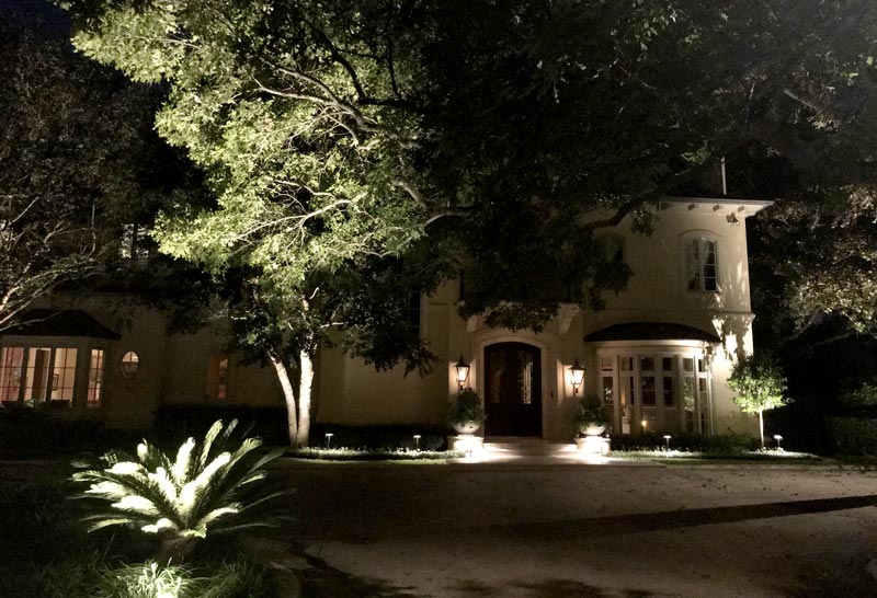 Nice house with well let landscape lighting and exterior lighting